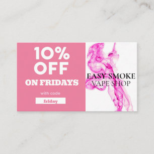 Carte De Visite Vendredi Code rabais spécial Vape Shop