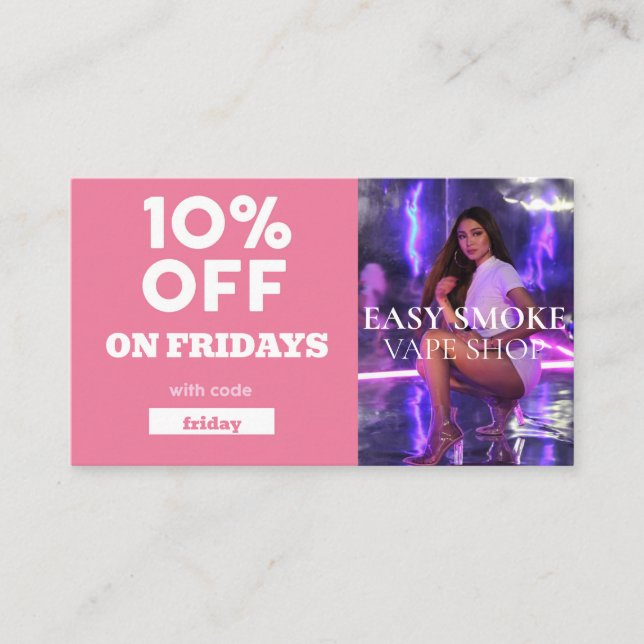 Carte De Visite Vendredi Code rabais spécial Vape Shop (Devant)