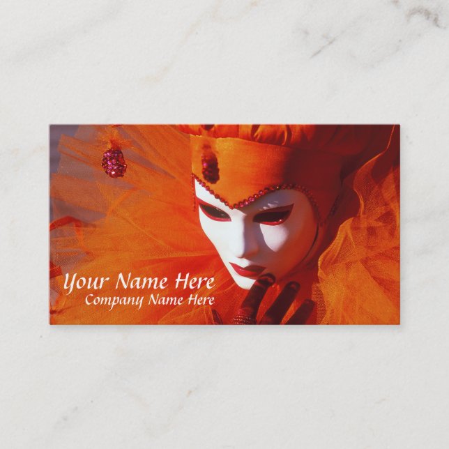 Carte De Visite Venise, Italie (IT) - Costume de carnaval orange (Devant)