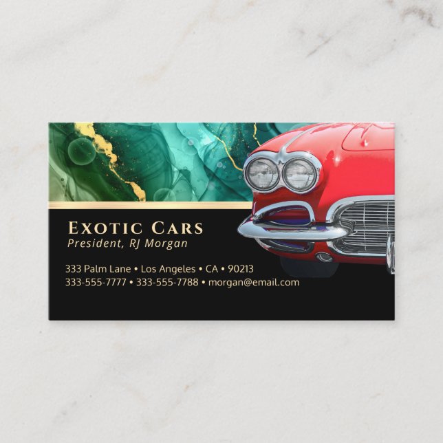 Carte De Visite Vente automobile, Voiture sport rouge, Photo, Abst (Devant)