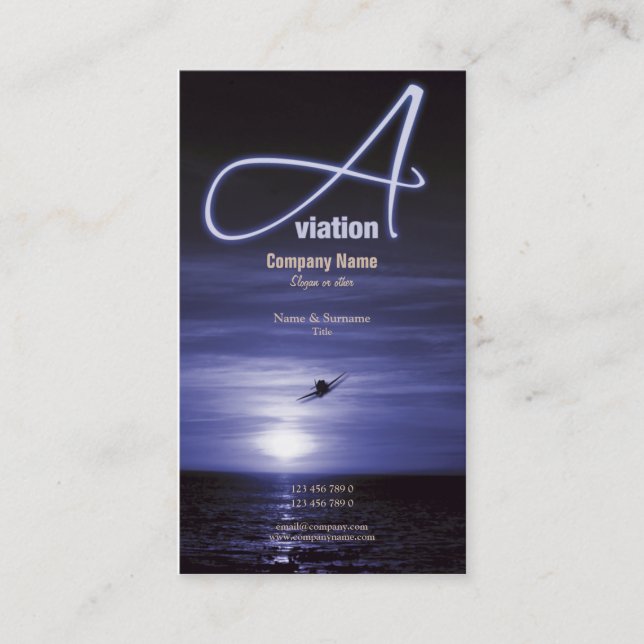 Carte De Visite Vente d'affaires de vol d'aviation (Devant)
