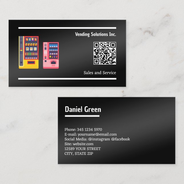 Carte De Visite Vente de QR personnalisé noir (Devant / Derrière)