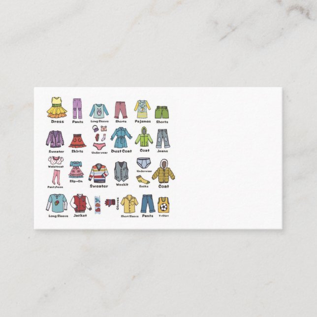 Carte De Visite vente de vêtements (Devant)