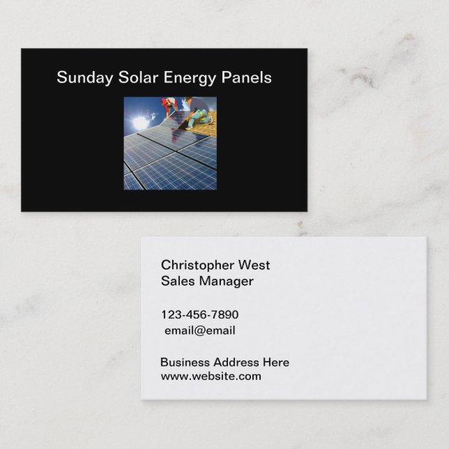 Carte De Visite Vente et service de panneaux d'énergie solaire (Devant / Derrière)
