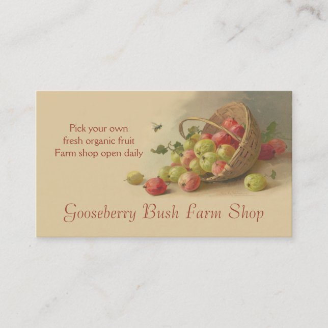 Carte De Visite Ventes de fruit de poires de groseilles à (Devant)