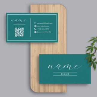 Carte De Visite Verdigris | Minimaliste élégant code QR tendance