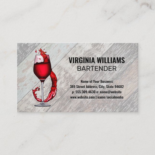 Carte De Visite Verre à vin | Bois (Devant)
