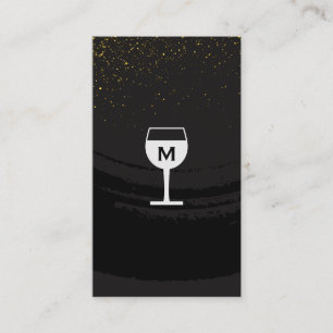 Carte De Visite Verre à vin brossé noir tacheté d'or
