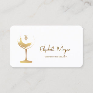 Carte De Visite Verre à vin doré tache de vin à l'aquarelle 