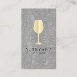 Carte De Visite Verre à vin gris texturé avec or