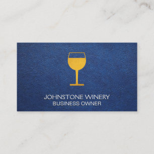 Carte De Visite Verre à vin jaune   Cuir bleu