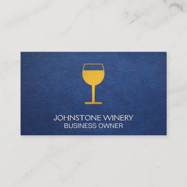 Carte De Visite Verre à vin jaune | Cuir bleu (Devant)