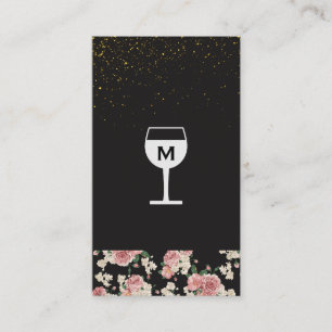 Carte De Visite Verre à vin or Spectré Vintage motif floral