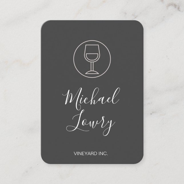 Carte De Visite Verre à vin Simple Black Grey (Devant)