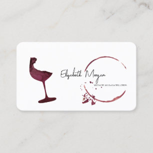 Carte De Visite Verre à vin tache de vin à l'aquarelle élégante