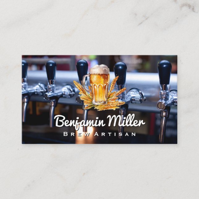 Carte De Visite Verre de bière | Blé | Robinets Brasserie (Devant)