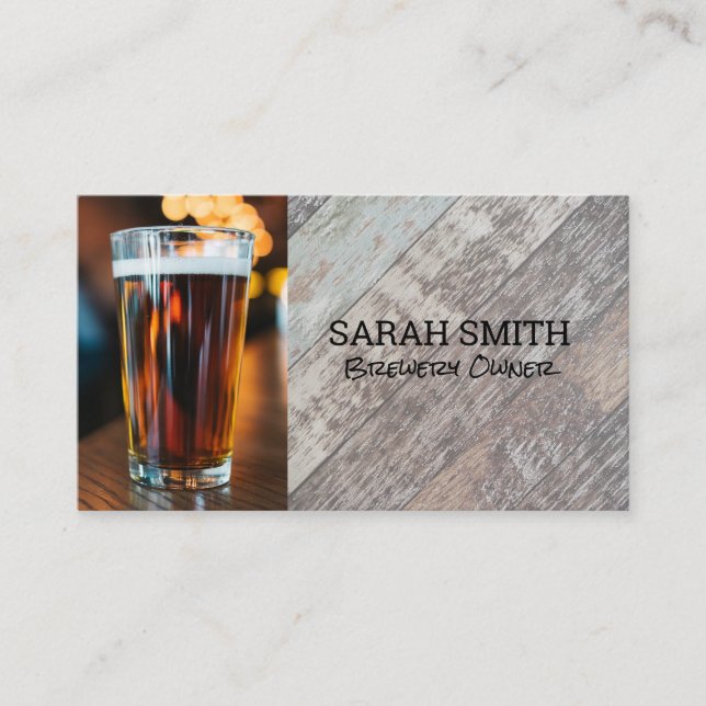 Carte De Visite Verre de bière | Brasserie | Rustique (Devant)