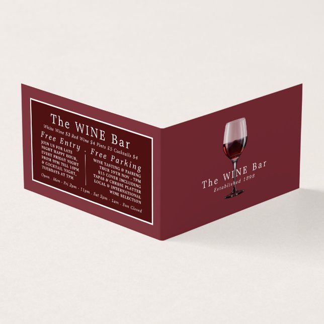Carte De Visite Verre de vin, Bar à vin/Vin, Détail (Extérieur)