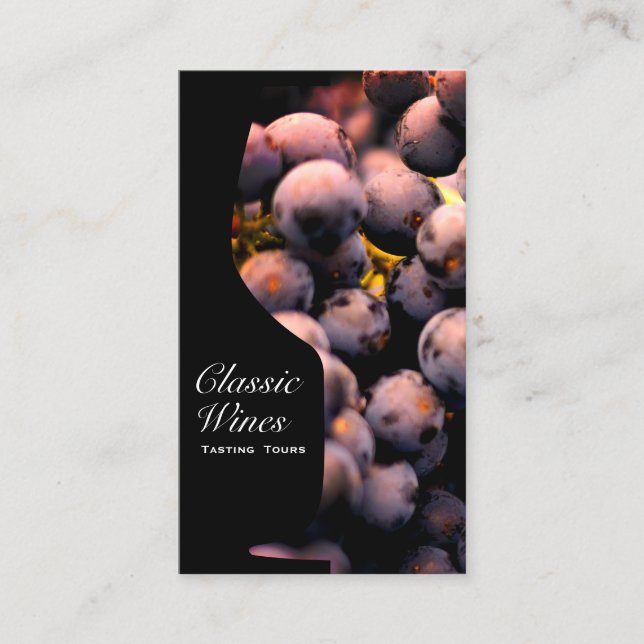 Carte De Visite Verre de vin | Compteur | Raisins sur vigne (Devant)