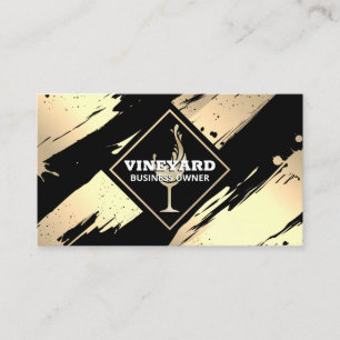 Carte De Visite Verre de vin d'or Or brossé