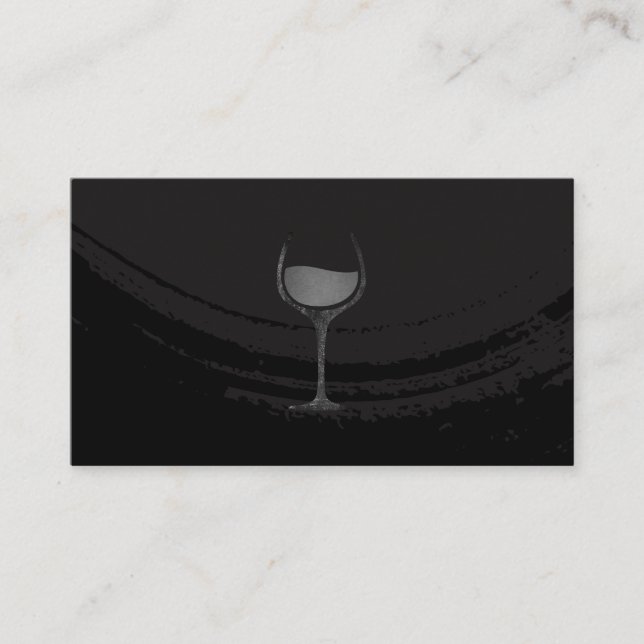 Carte De Visite Verre de vin noir brossé artistique (Devant)