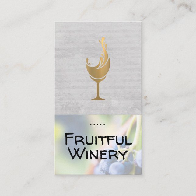Carte De Visite Verre de vin or | Raisins sur vigne | Domaine (Devant)
