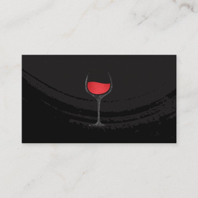 Carte De Visite Verre de vin rouge noir brossé artistique (Devant)