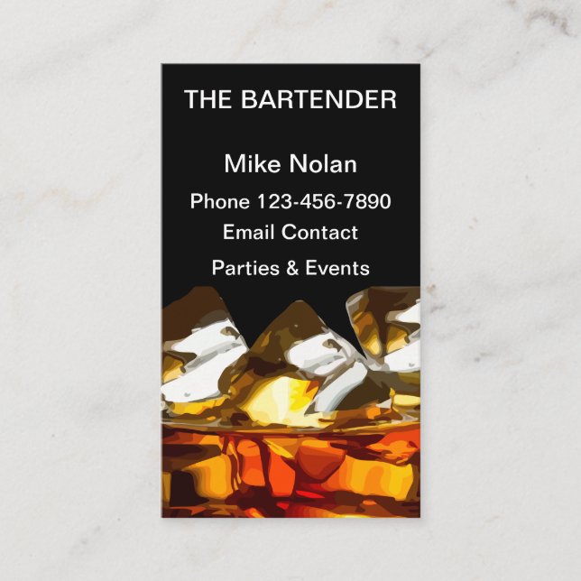 Carte De Visite Verre de whiskey de barman (Devant)
