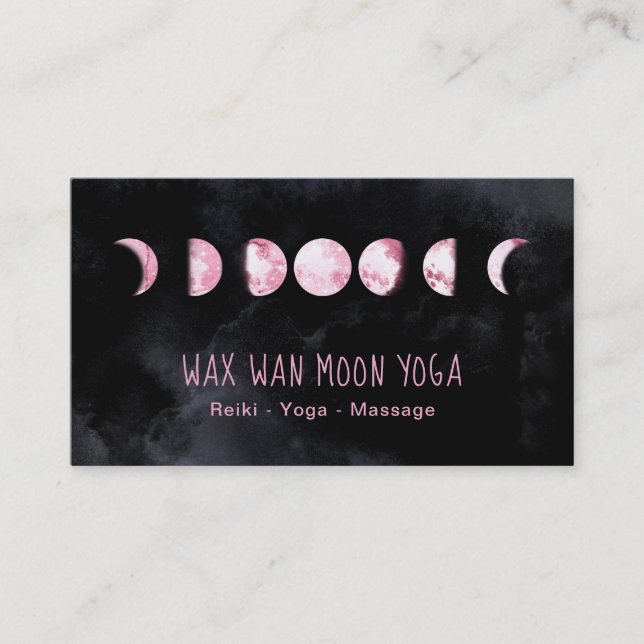 Carte De Visite *~* Verre Lunaire Vanne Pleine Lune Rose Phases Lu (Devant)