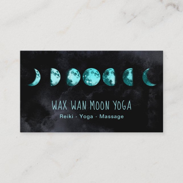 Carte De Visite *~* Verre lunaire Vanne pleine TURQUOISE Lune BLEU (Devant)