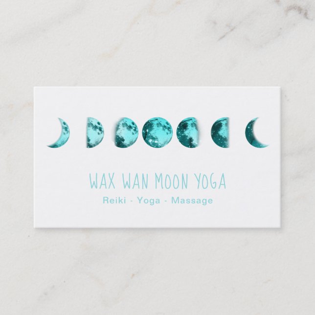 Carte De Visite *~* Verre lunaire Vanne pleine TURQUOISE Lune BLEU (Devant)