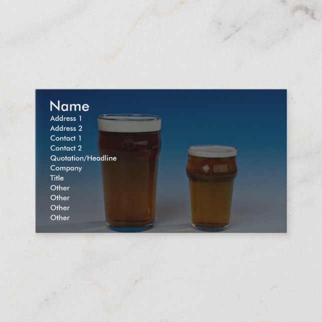 Carte De Visite Verre rempli de la bière (Devant)