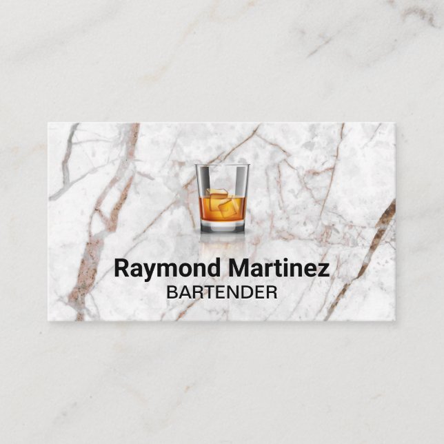 Carte De Visite Verre Whisky | Blanc marbre (Devant)