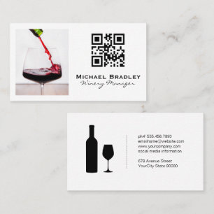 Carte De Visite Verres de vin rouge   code qr