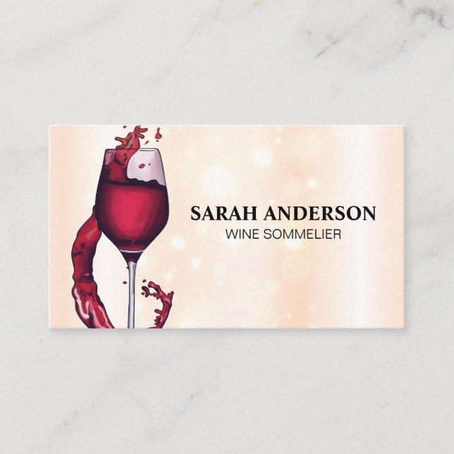 Carte De Visite Verser Du Vin Rouge | Arrière - plan Bokeh (Devant)