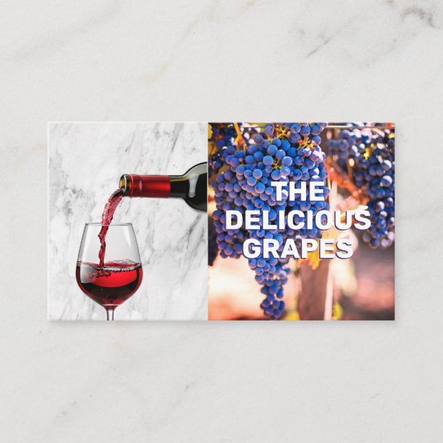 Carte De Visite Verser Du Vin Rouge | Raisins de vin (Devant)