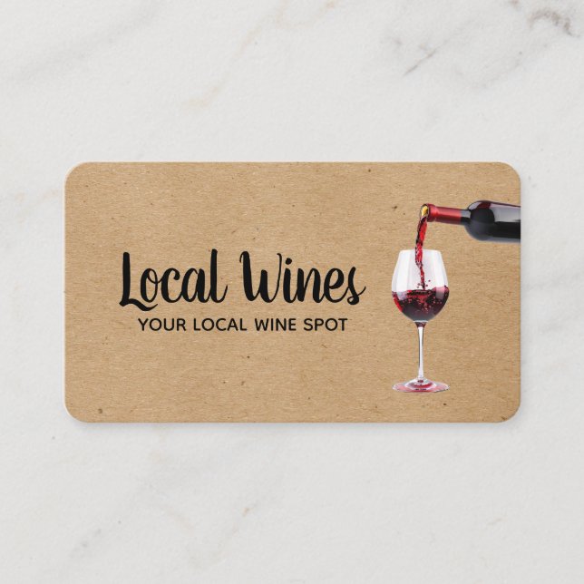 Carte De Visite Verser une bouteille de vin en verre | Dégustation (Devant)