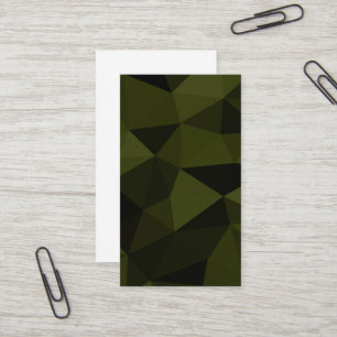 Carte De Visite Vert armée foncé noir motif de maille géométrique