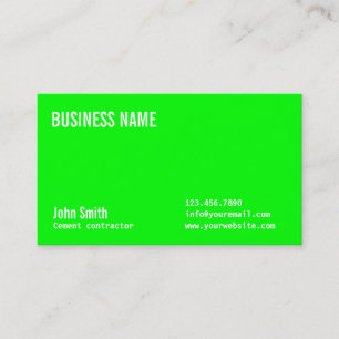 Carte de visite vert au néon d'entrepreneur de