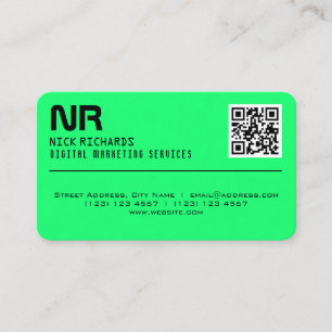 Carte De Visite Vert au néon professionnel de couverture de style