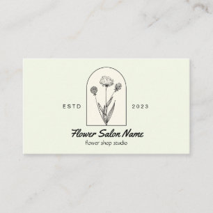 Carte De Visite Vert Beige Elegant Dandelion Fleuriste