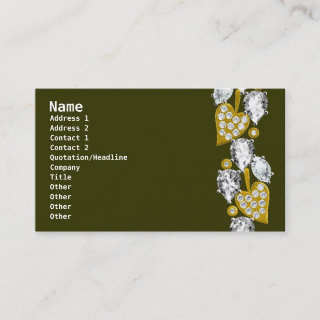 Carte De Visite Vert bijoux-olive (Devant)