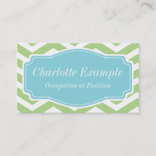 Carte De Visite Vert blanc bleu Chevron personnel