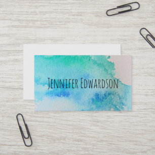 Carte De Visite Vert bleu moderne turquoise aquarelle professionne