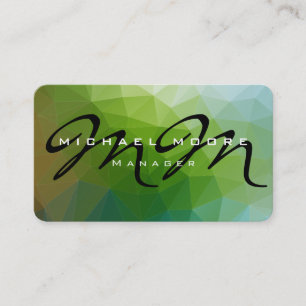Carte De Visite Vert Bleu Motif Monogramme Créatif Design