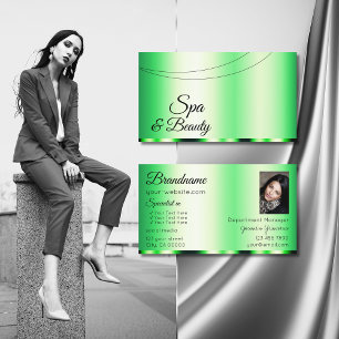Carte De Visite Vert brillant avec photo Stylish Moderne
