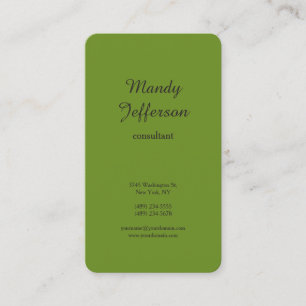 Carte De Visite Vert Brown Olive Moderne Minimaliste Professionnel