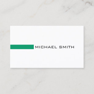Carte De Visite Vert-cyan moderne minimaliste Élégant blanc
