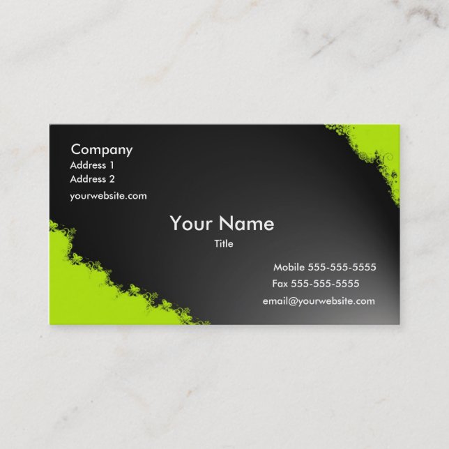 Carte de visite vert de Flourish (Devant)