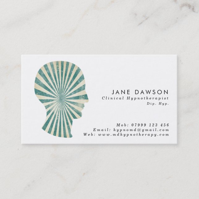 carte de visite vert de Hypnotherapist de rayon de (Devant)